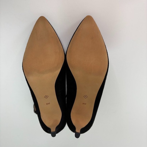 Halogen Women Ankle Strap Pointed Toe Stiletto Pumps Sz 9 Black Suede Heel Shoes - Picture 6 of 9